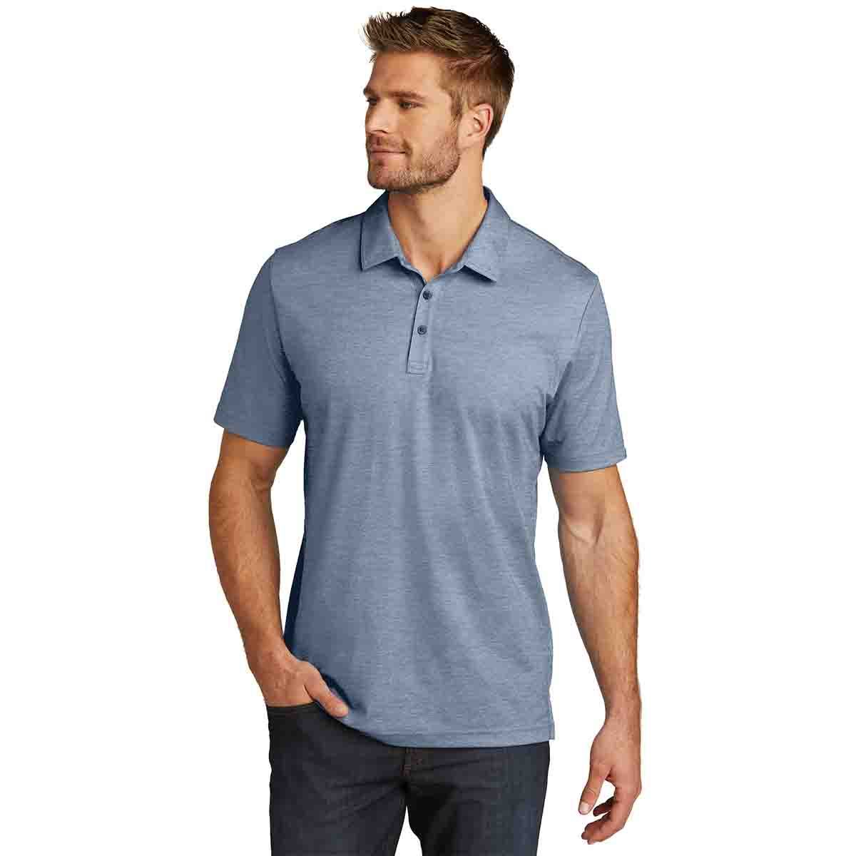 TravisMathew Oceanside Polo In Blue Nights Heather, Front View