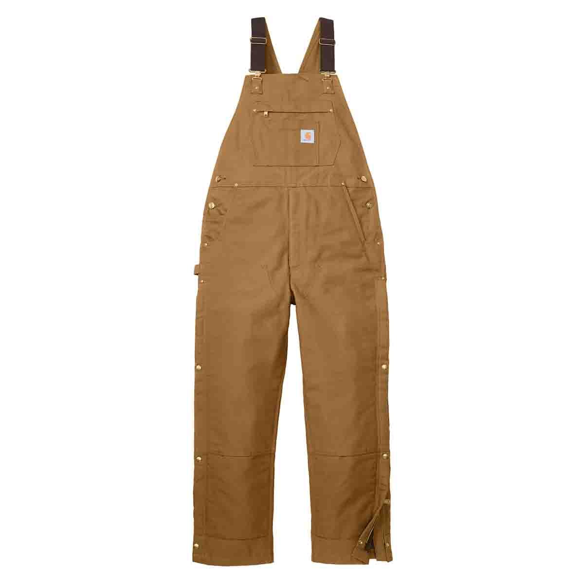Carhartt Firm Duck Insulated Bib Overalls In Carhartt Brown, Flat View