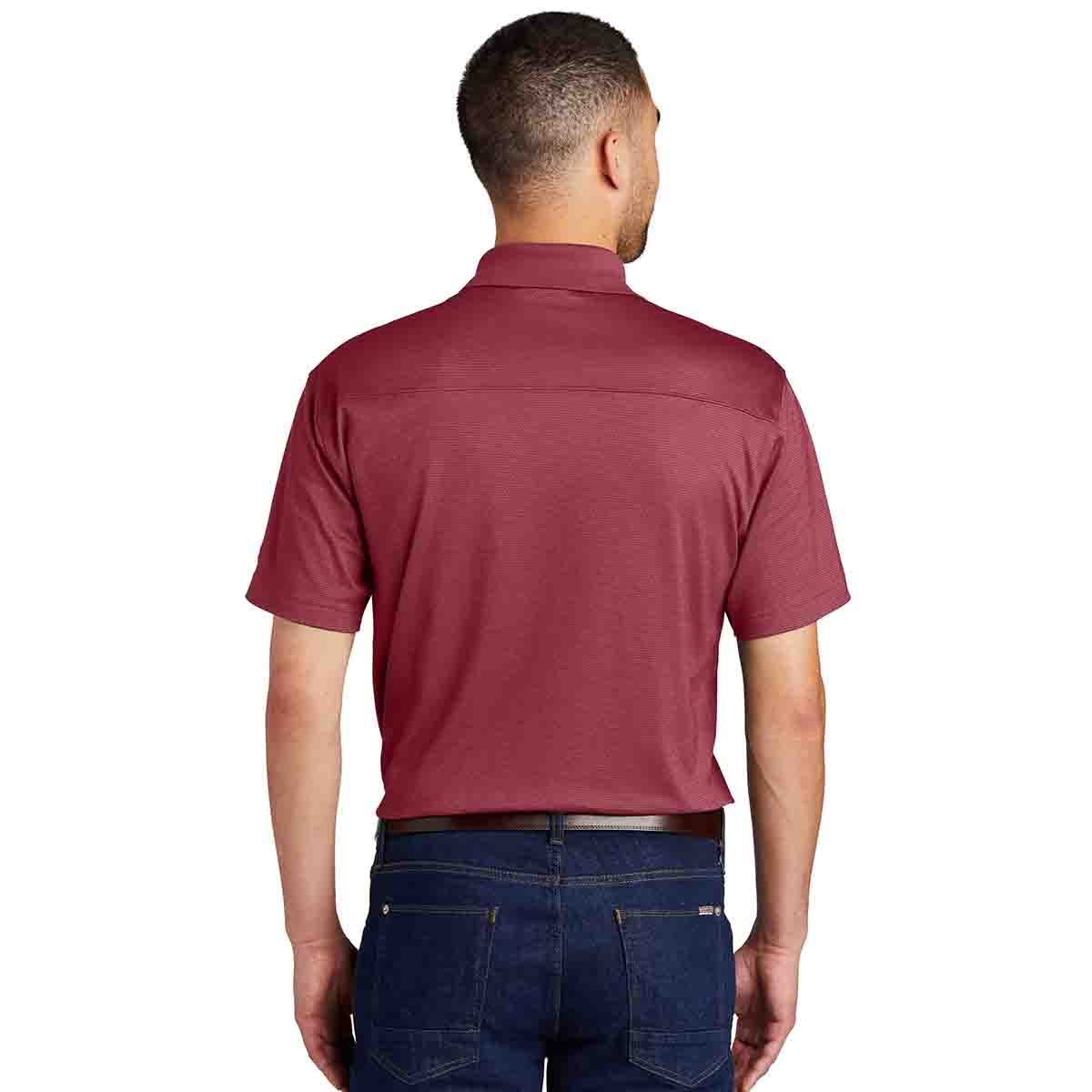 Eddie Bauer Performance Polo In Red Rhubarb, Back View