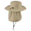 Port Authority Outdoor Wide Brim Hat In Stone, Back Flap View