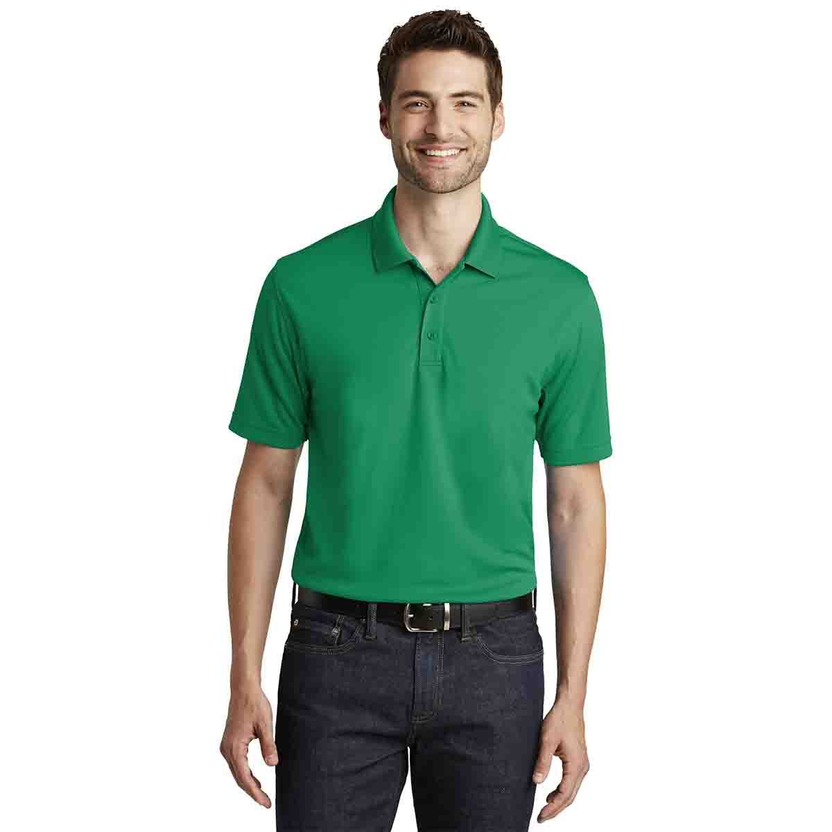 Port Authority Dry Zone UV Micro Mesh Polo In Bright Kelly Green, Front View