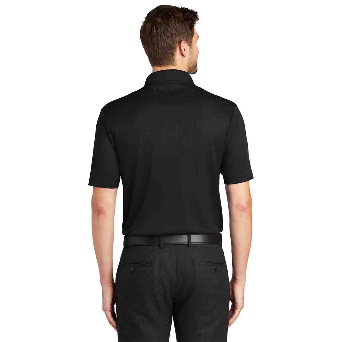Port Authority Performance Fine Jacquard Polo In Black, Back View