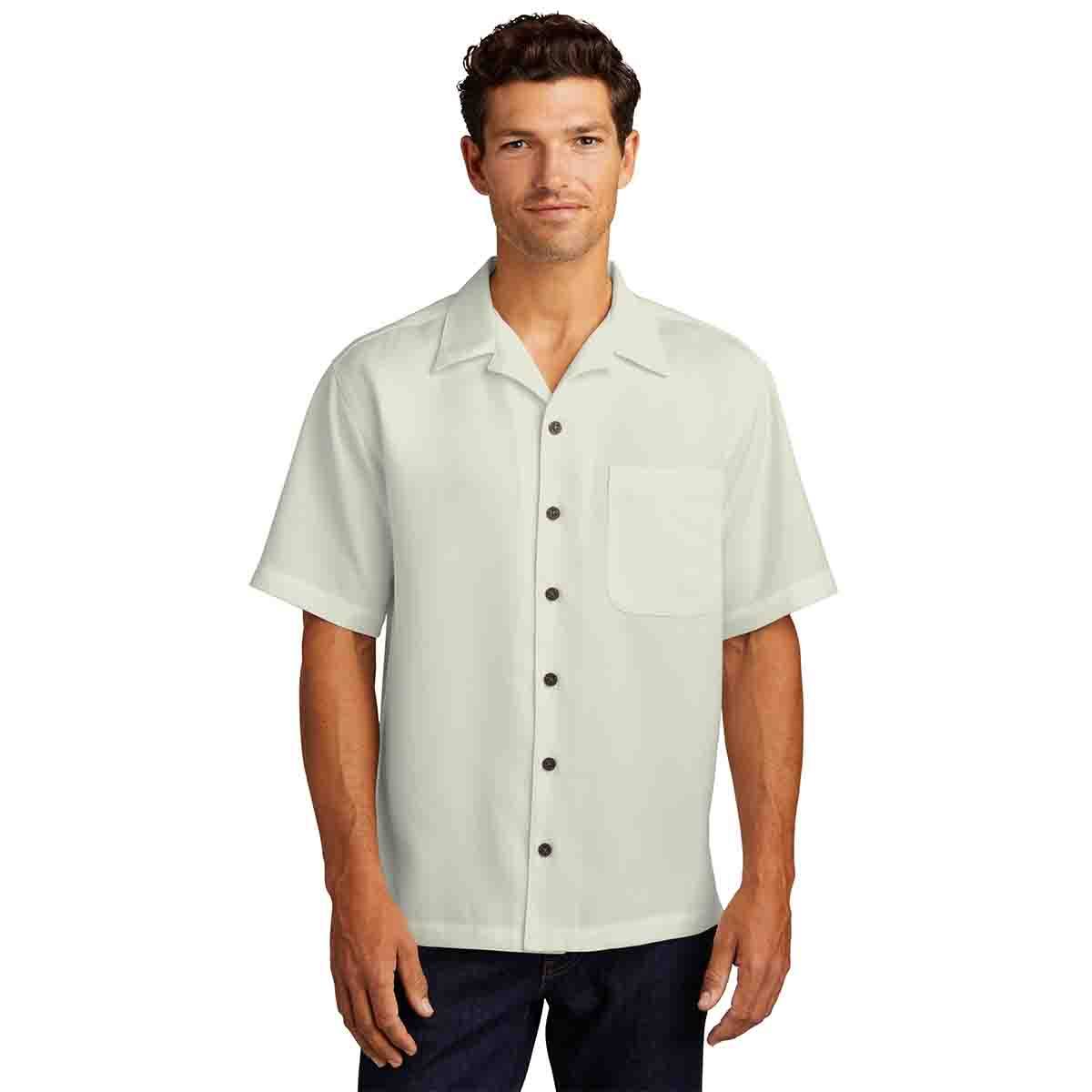Port Authority Easy Care Camp Shirt In Ivory, Front View