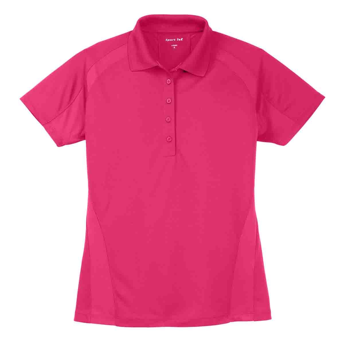 Sport-Tek Women's Dri-Mesh Pro Polo In Pink Raspberry, Flat View