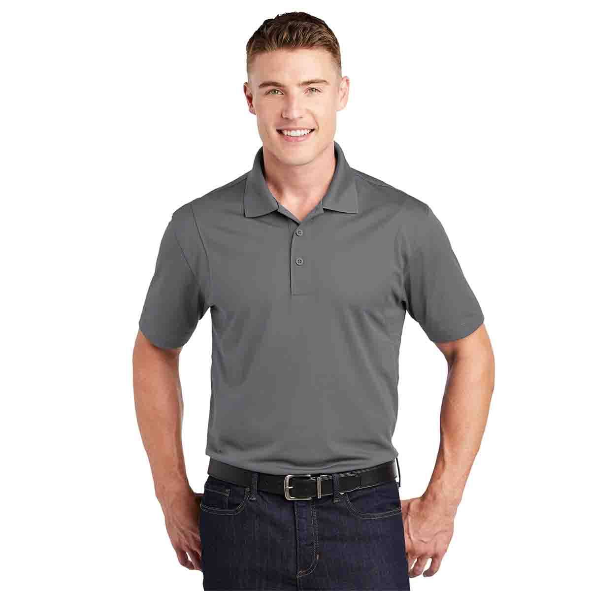 Sport-Tek ST650 Micropique Polo In Grey Concrete, Front View