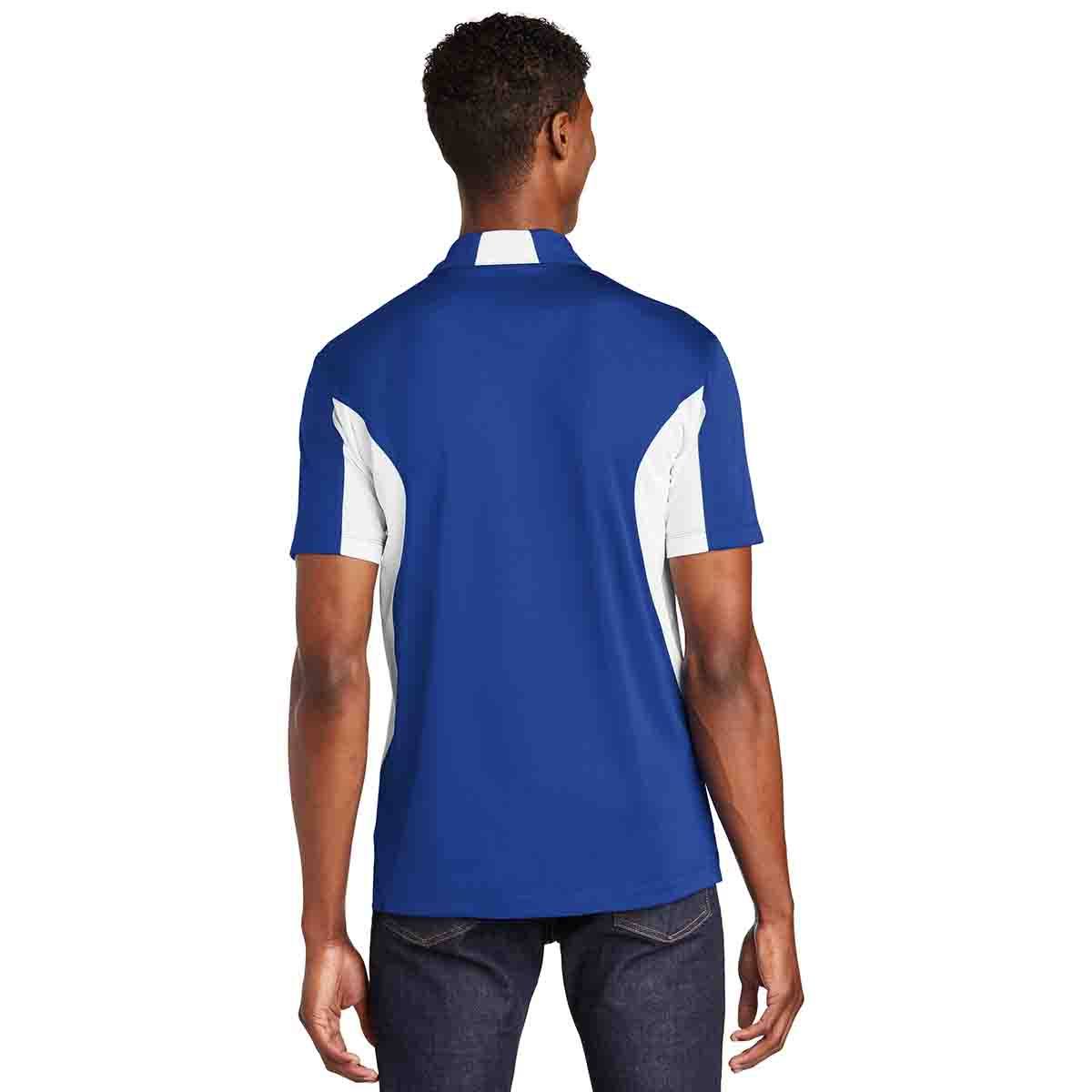 Sport-Tek Side Blocked Micropique Sport-Wick Polo In True Royal / White, Back View