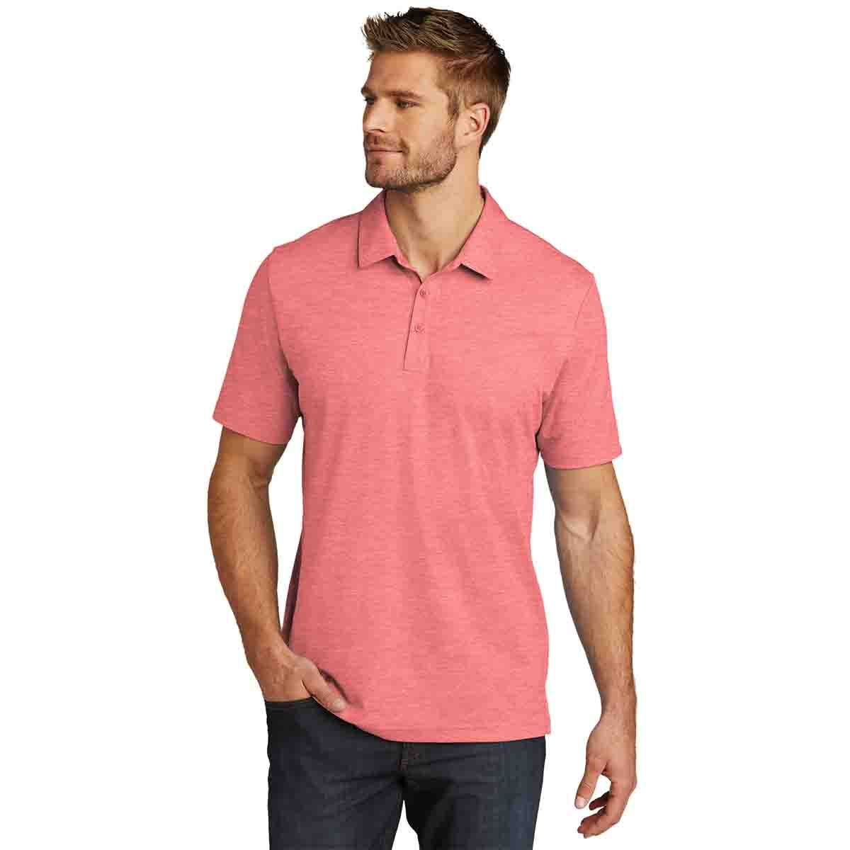 TravisMathew Oceanside Heather Polo In Cardinal Heather, Front View